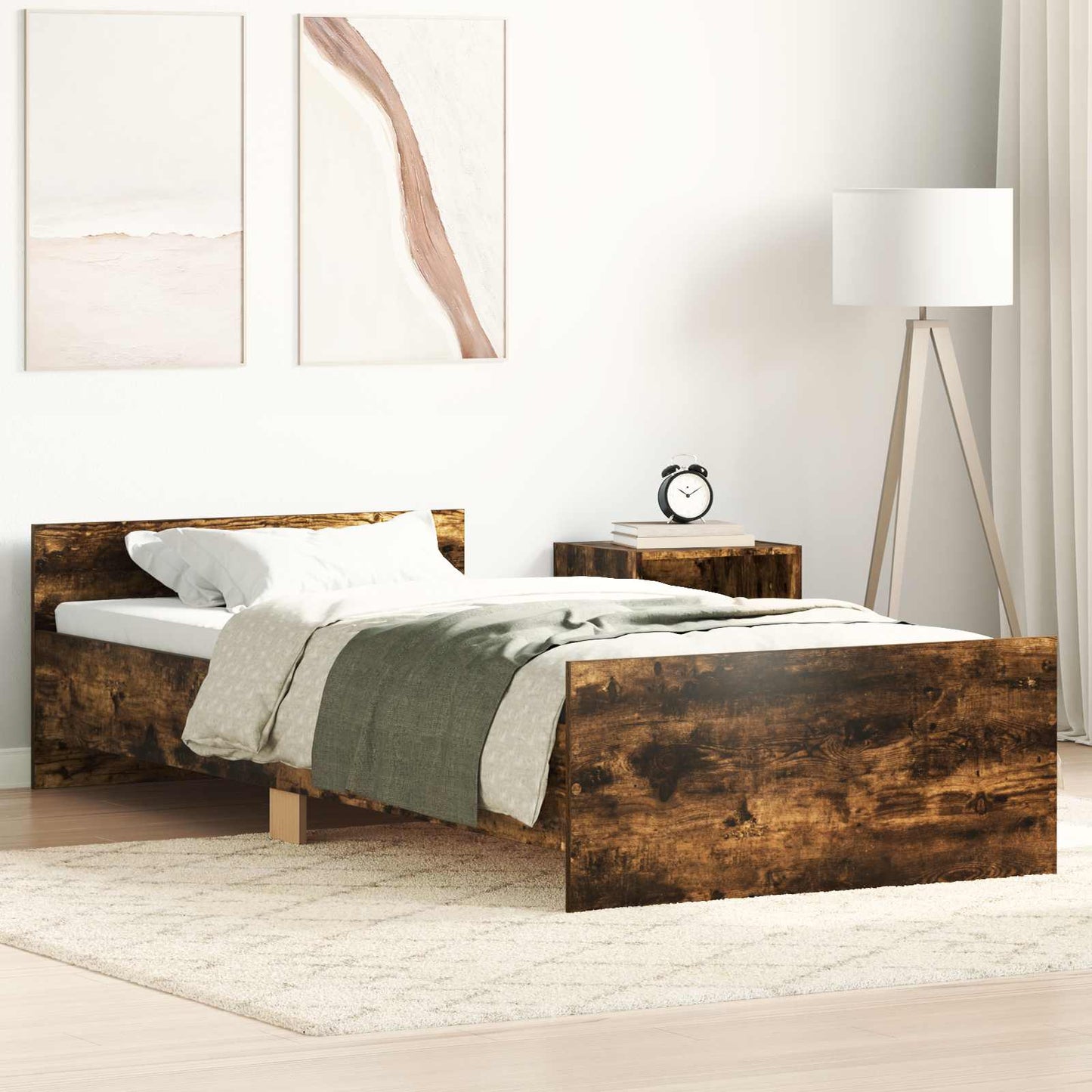Struttura letto con testata Rovere Fumo 80 x 200 cm | homemem39