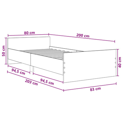 Struttura letto con testata Sonoma grigio 80 x 200 cm | homemem39