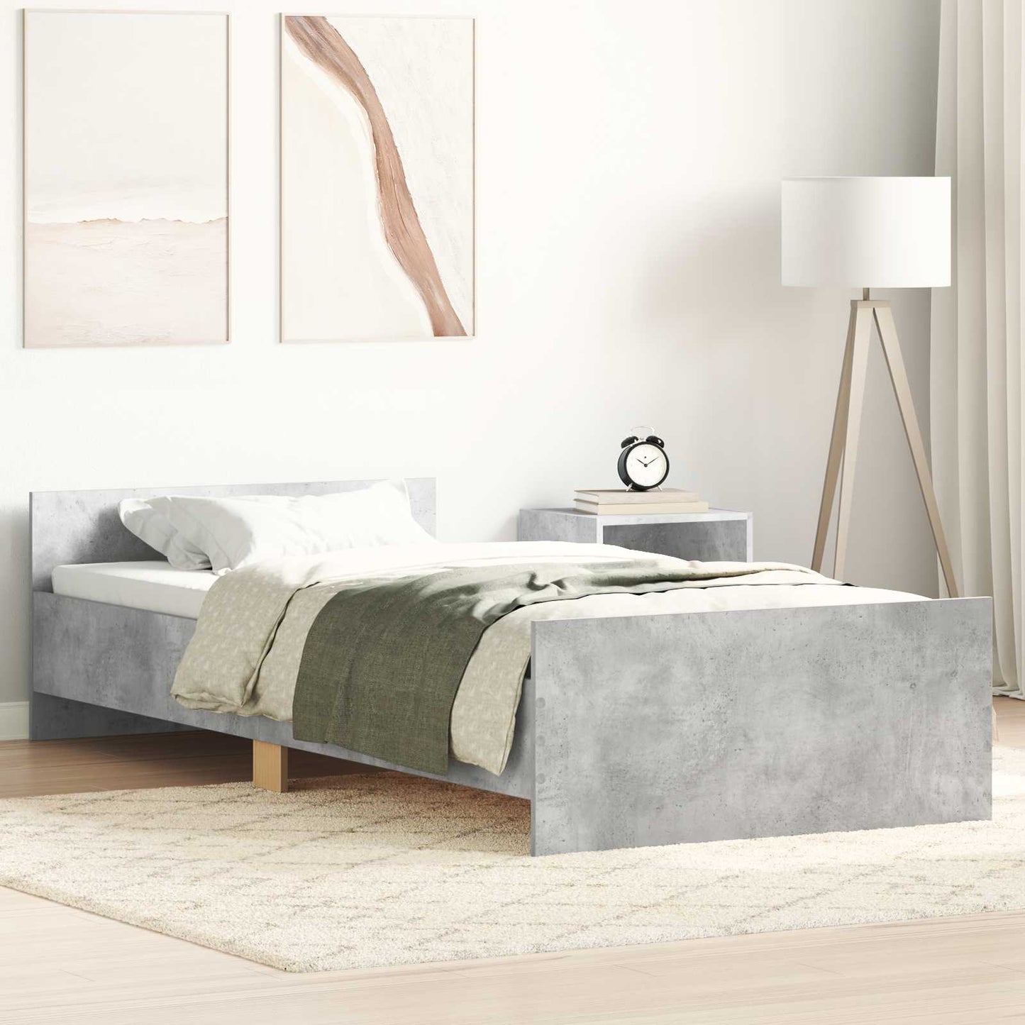 Struttura letto con testata Grigio Cemento 80 x 200 cm | homemem39