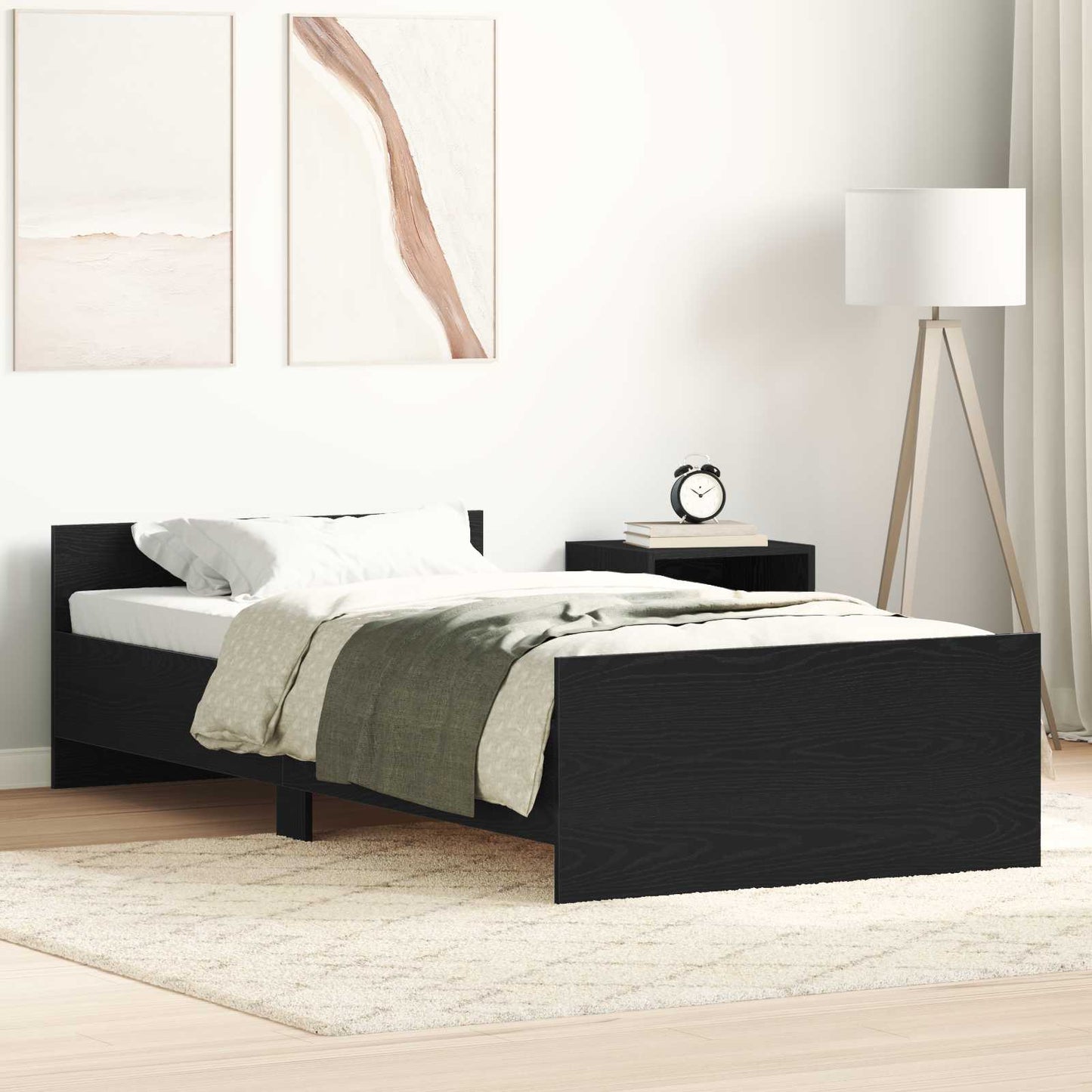 Struttura letto con testata Rovere Nero 80 x 200 cm | homemem39