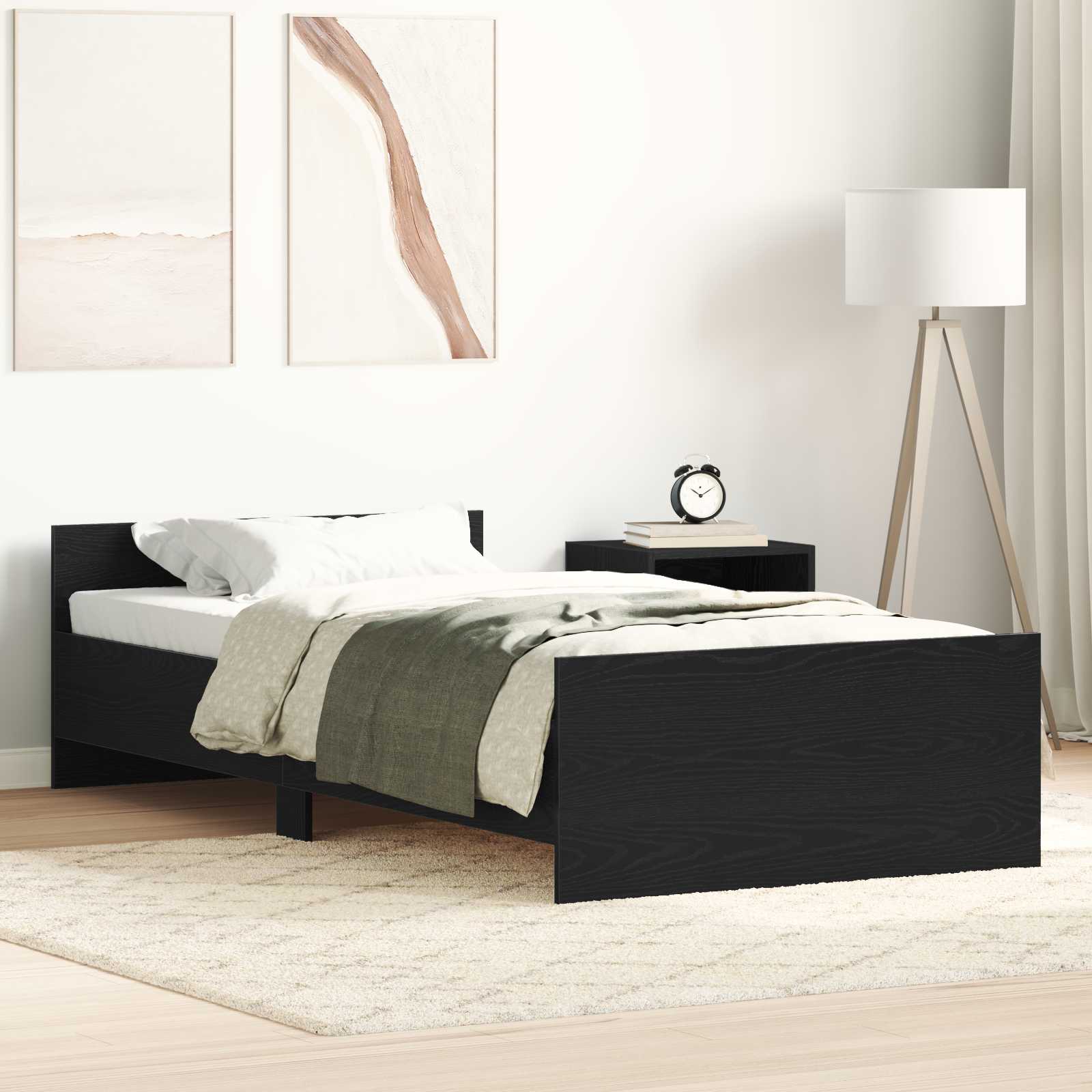 Struttura letto con testata Rovere Nero 80 x 200 cm | homemem39