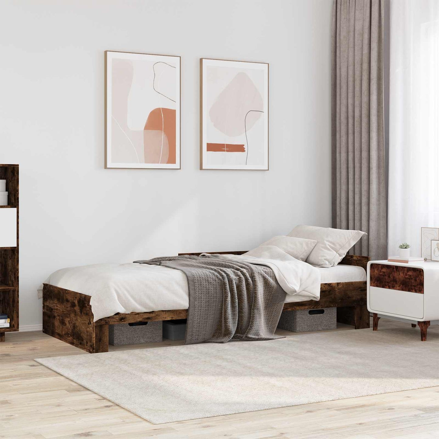 Struttura letto con testata Rovere Fumo 80 x 200 cm | homemem39