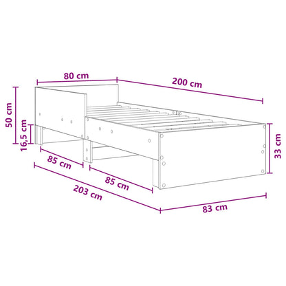 Struttura letto con testata Legno antico 80 x 200 cm | homemem39