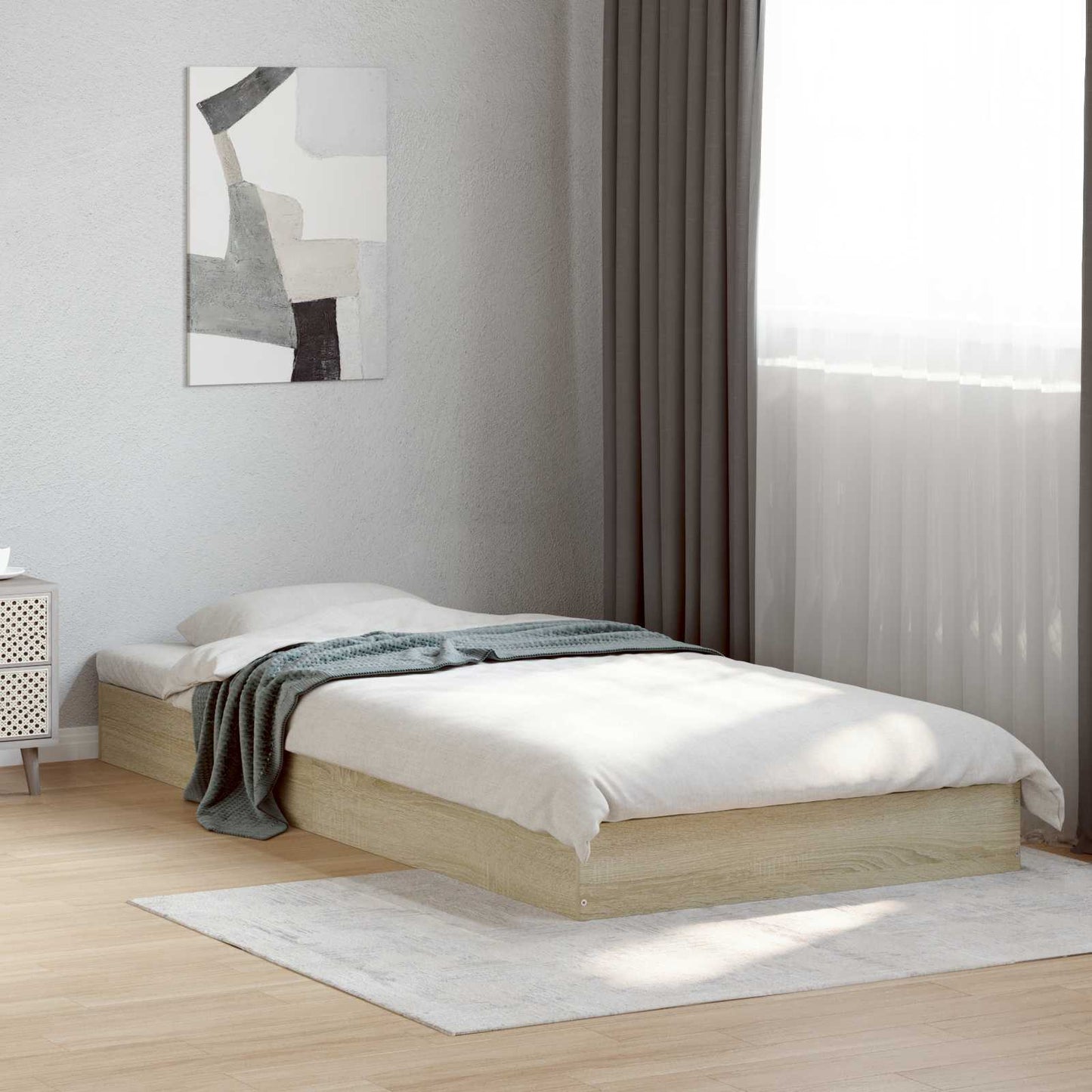 Struttura letto a pavimento Rovere Sonoma 80 x 200 cm | homemem39