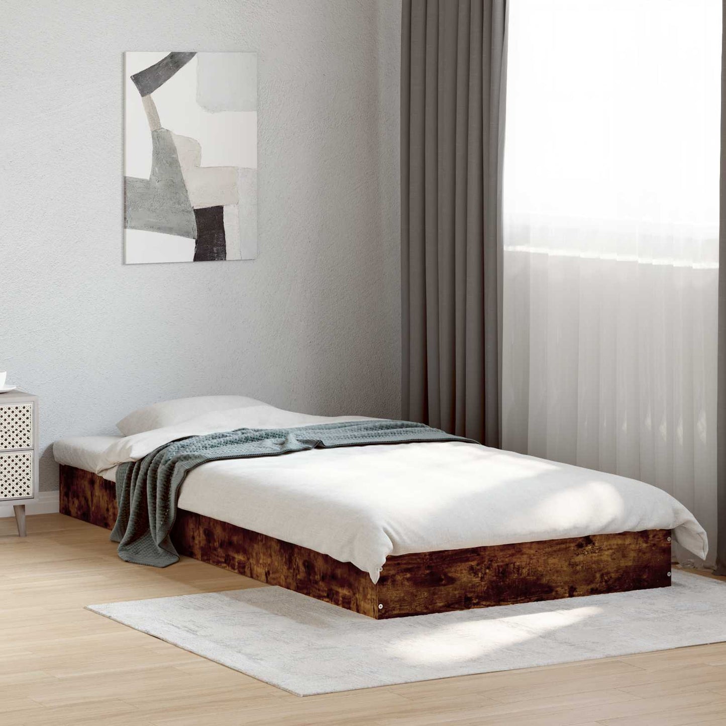 Struttura letto a pavimento Rovere Fumo 80 x 200 cm | homemem39