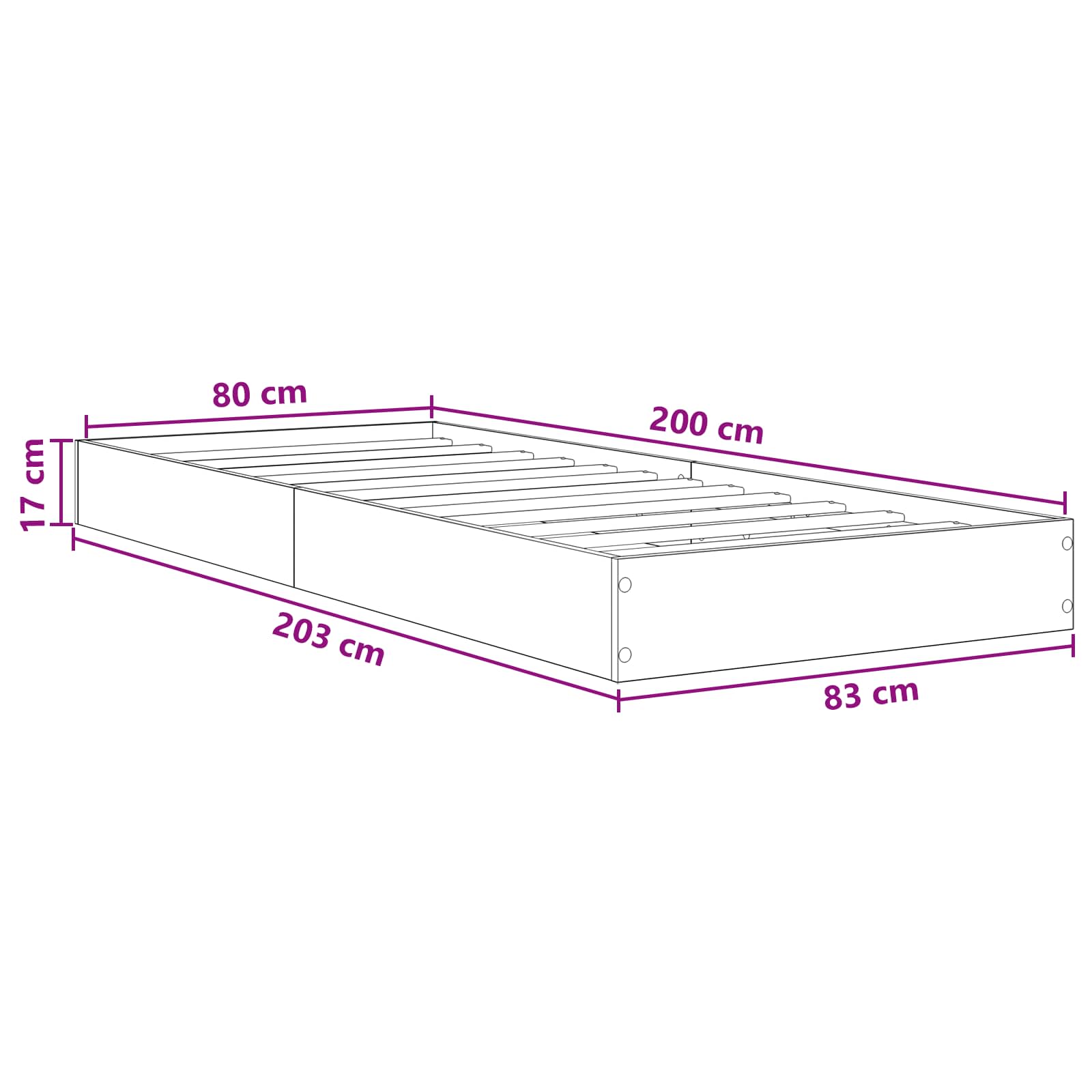 Struttura letto a pavimento Sonoma grigio 80 x 200 cm | homemem39