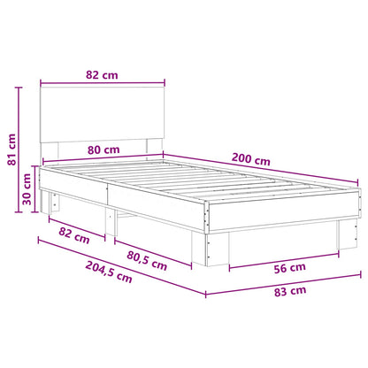 Struttura letto con testata Rovere Fumo 80 x 200 cm | homemem39