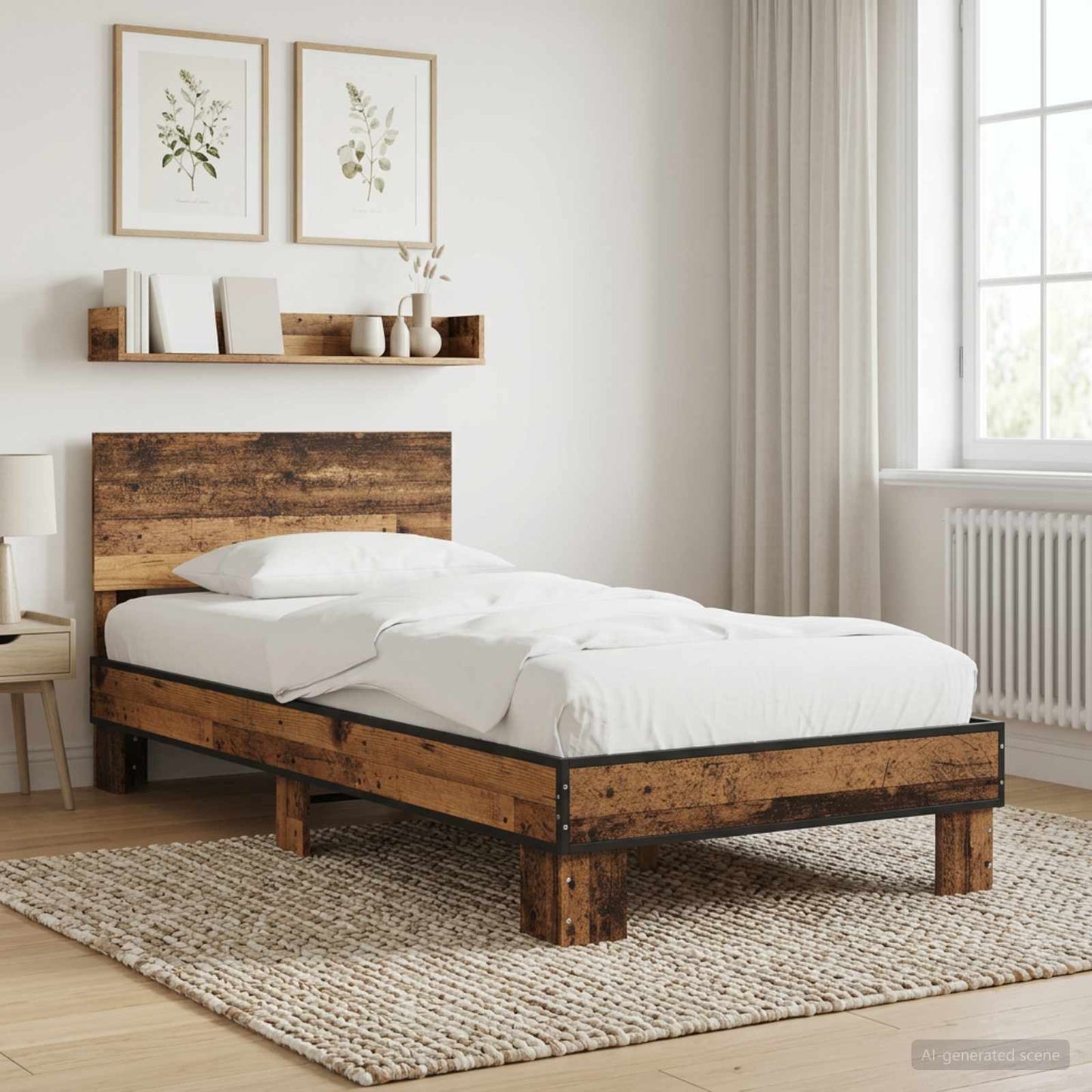 Struttura letto con testata Legno antico 80 x 200 cm | homemem39