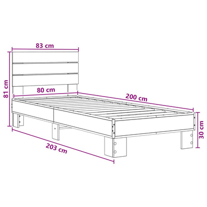 Struttura letto con testata Sonoma grigio 80 x 200 cm | homemem39