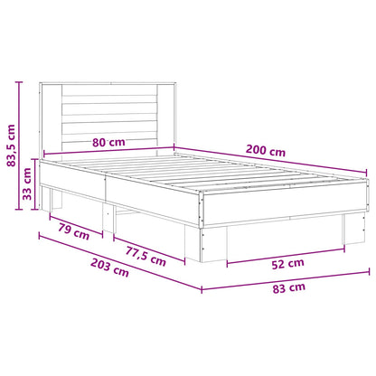 Struttura letto con testata Legno antico 80 x 200 cm | homemem39