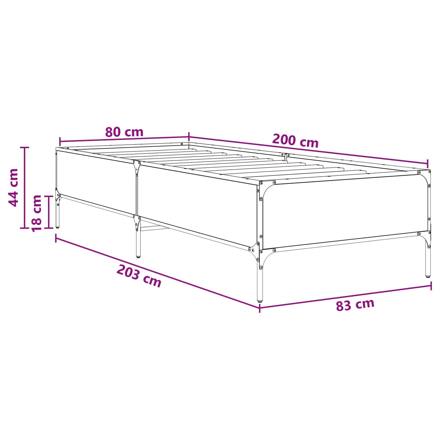 Struttura del letto Legno antico 80 x 200 cm | homemem39