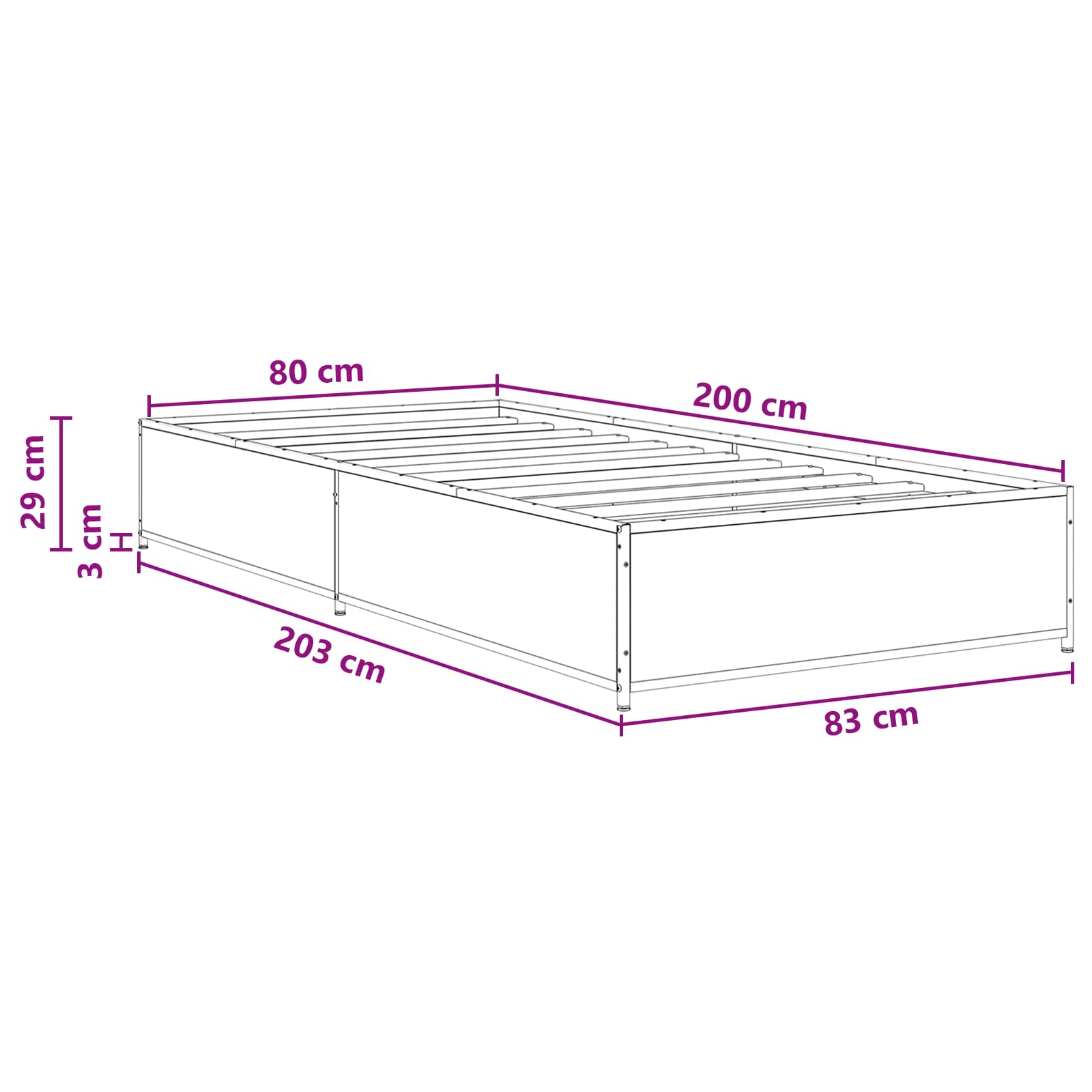 Struttura del letto Rovere Fumo 80 x 200 cm | homemem39