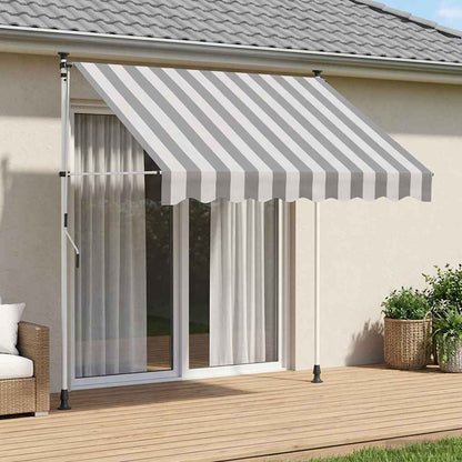 Tenda retrattile manuale Antracite e Bianco 350 cm