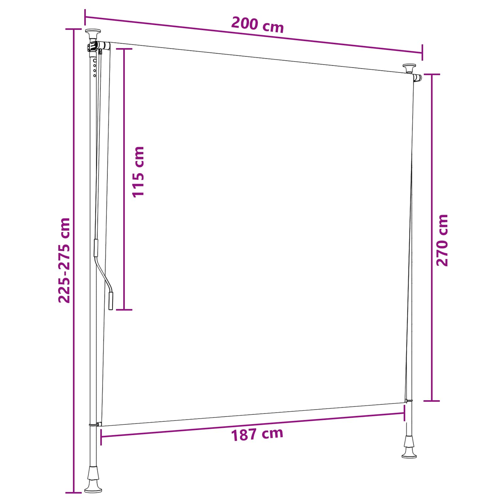 Tenda a Rullo Esterna Marrone 200 x 270 cm | homemem39