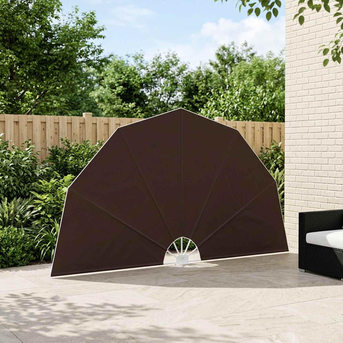 Schermo di Privacy per Balcone Ø 400 cm Poliestere Marrone | homemem39