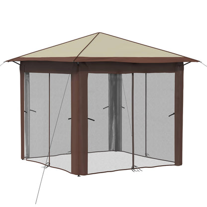 Gazebo con 4 Pareti 2,6 x 2,6 m Crema e Marrone | homemem39