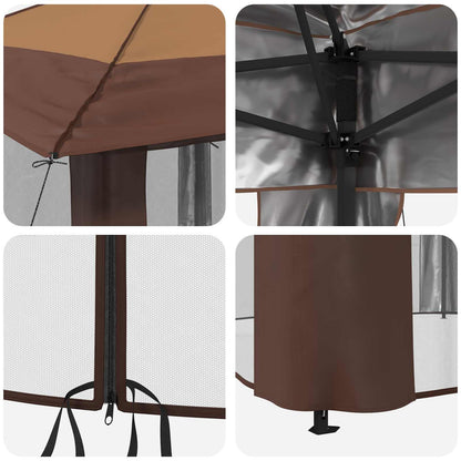 Gazebo con 4 Pareti 2,6 x 2,6 m Beige e Marrone | homemem39