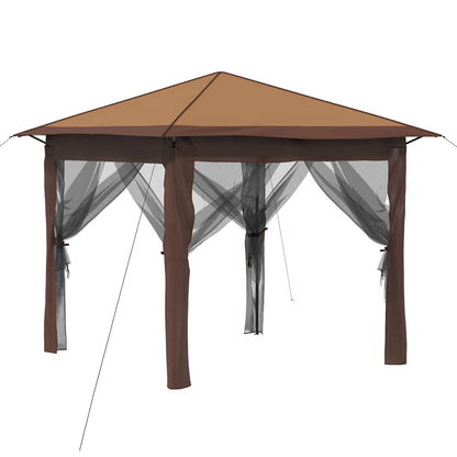 Gazebo con 4 Pareti 2,6 x 2,6 m Beige e Marrone | homemem39