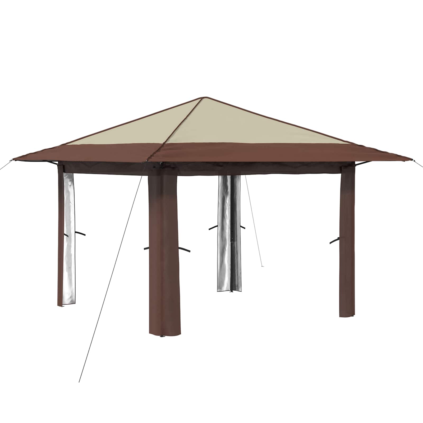 Gazebo senza Parete 3,3 x 3,3 m Crema e Marrone | homemem39