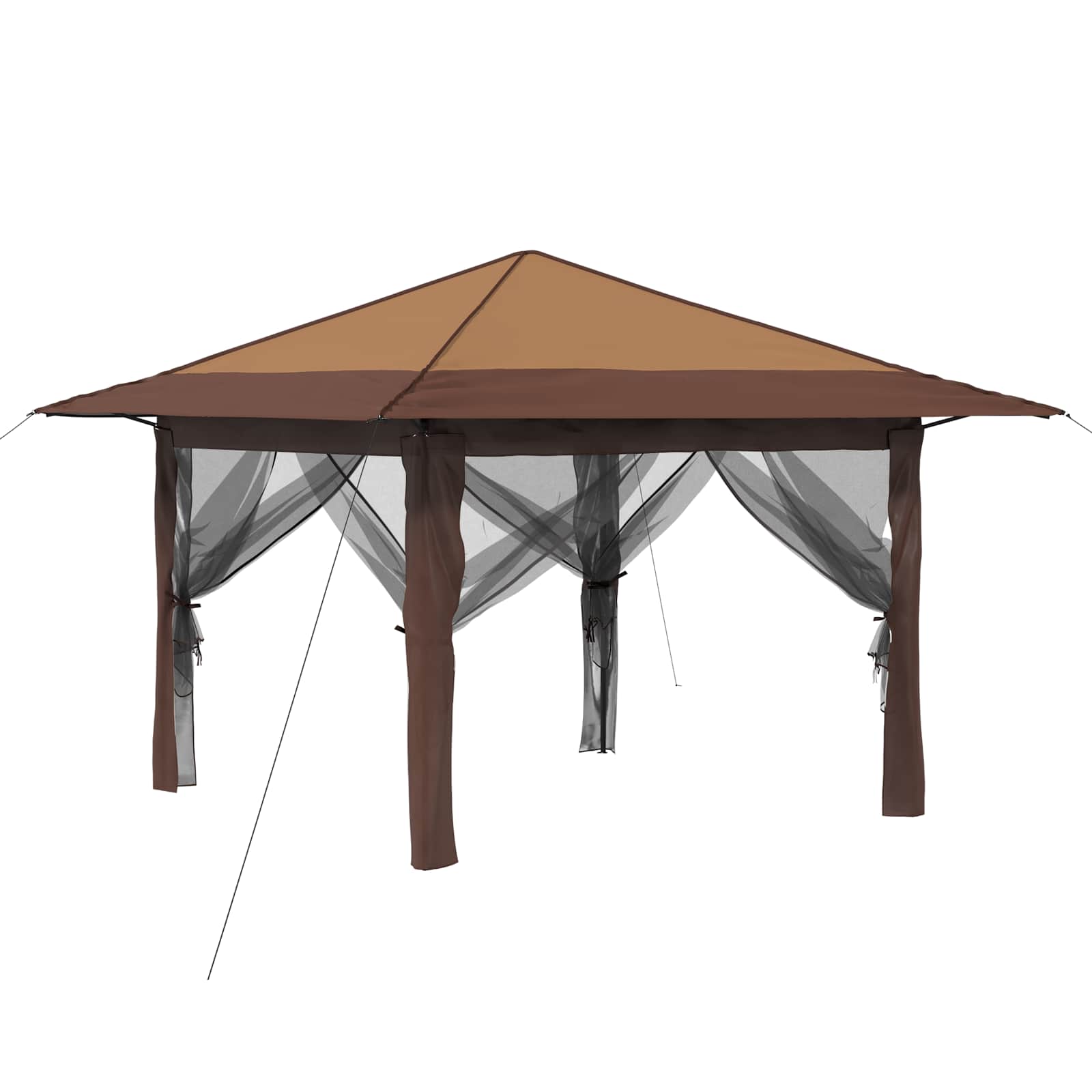Gazebo con 4 Pareti 3,3 x 3,3 m Beige e Marrone | homemem39