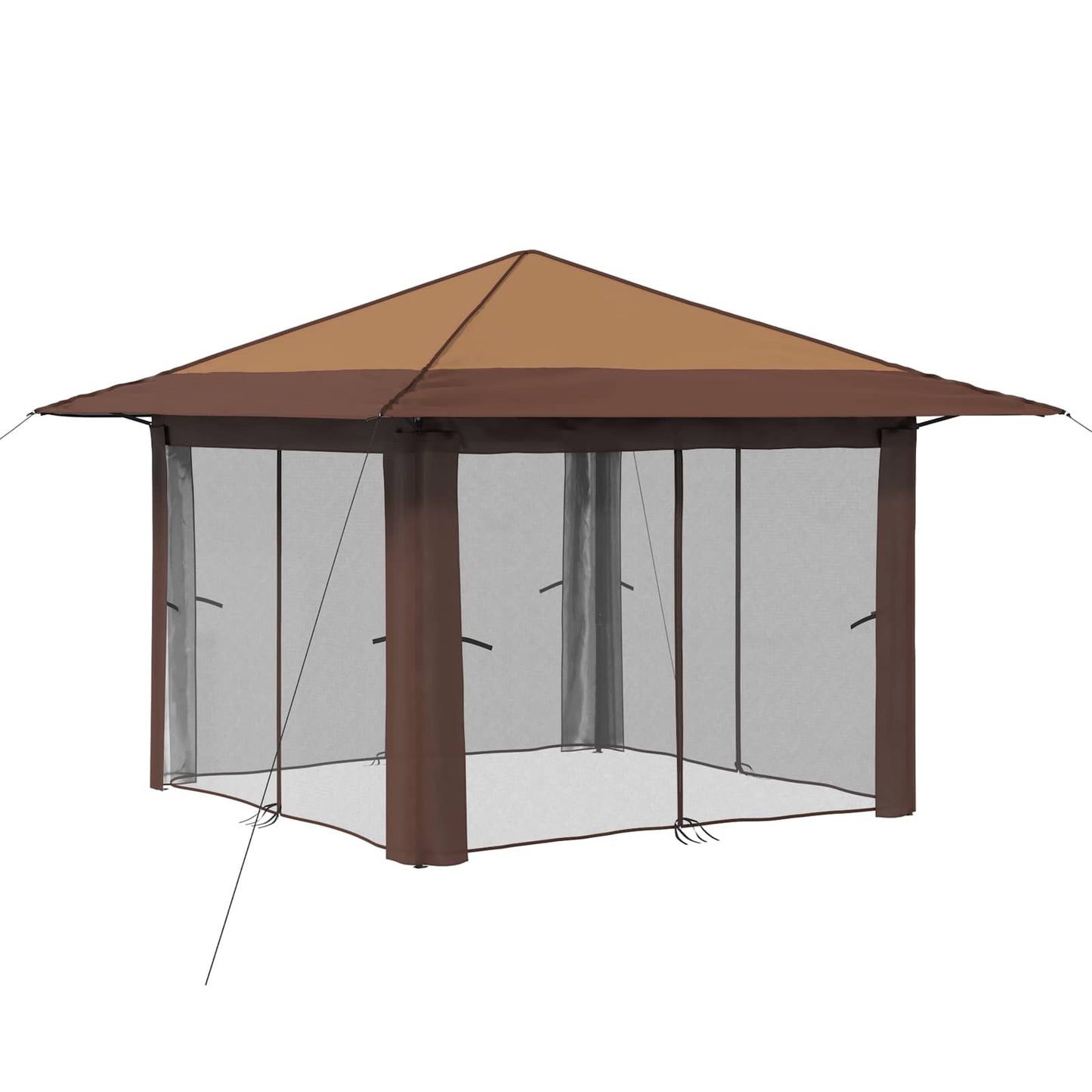 Gazebo con 4 Pareti 3,3 x 3,3 m Beige e Marrone | homemem39