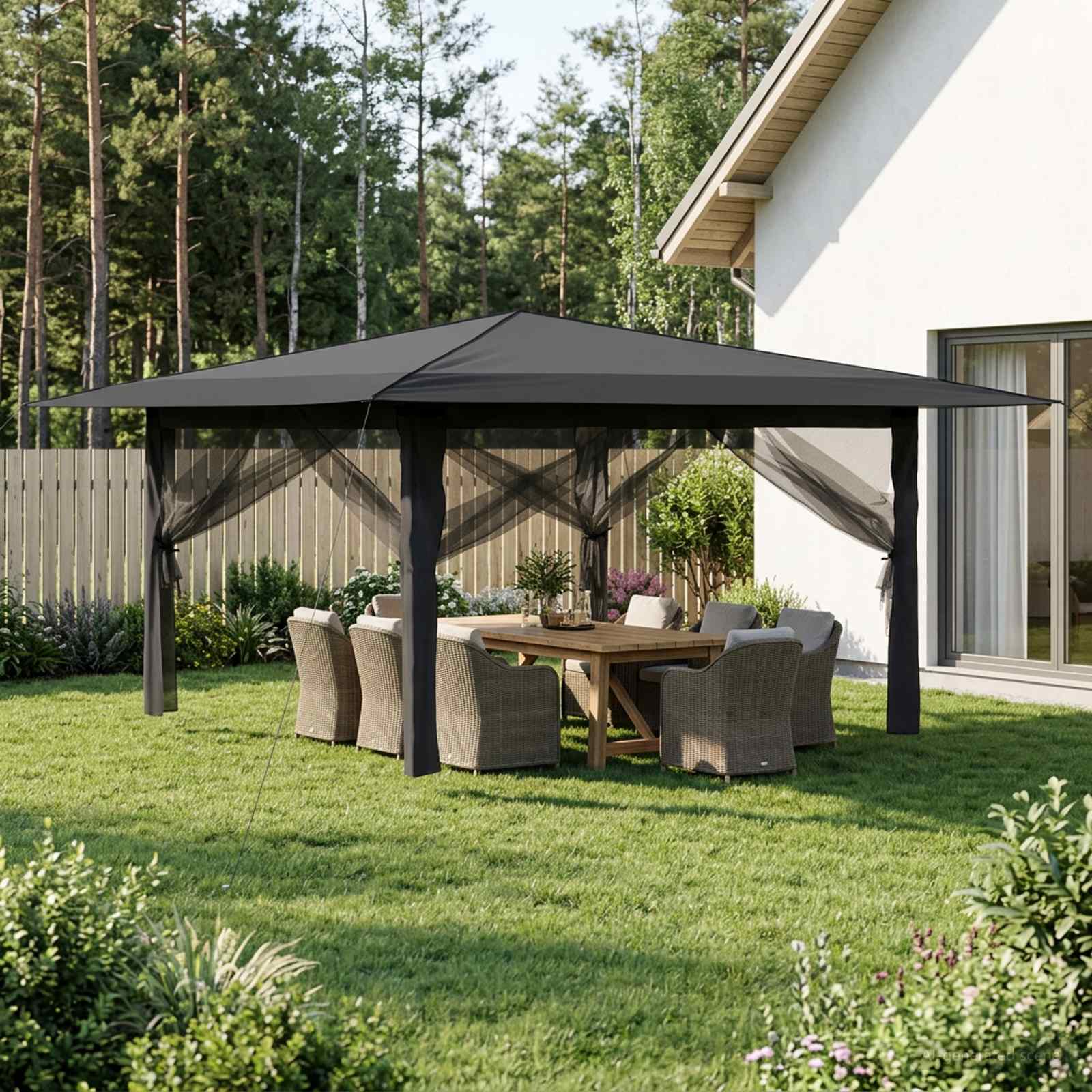 Gazebo con 4 Pareti Laterali 4 x 4 m Grigio chiaro e Antracite | homemem39