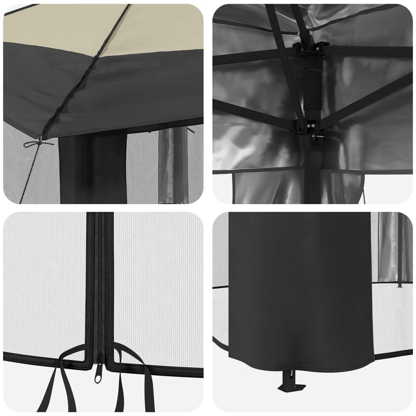 Gazebo con 4 Pareti Laterali 4 x 4 m Crema e Antracite | homemem39