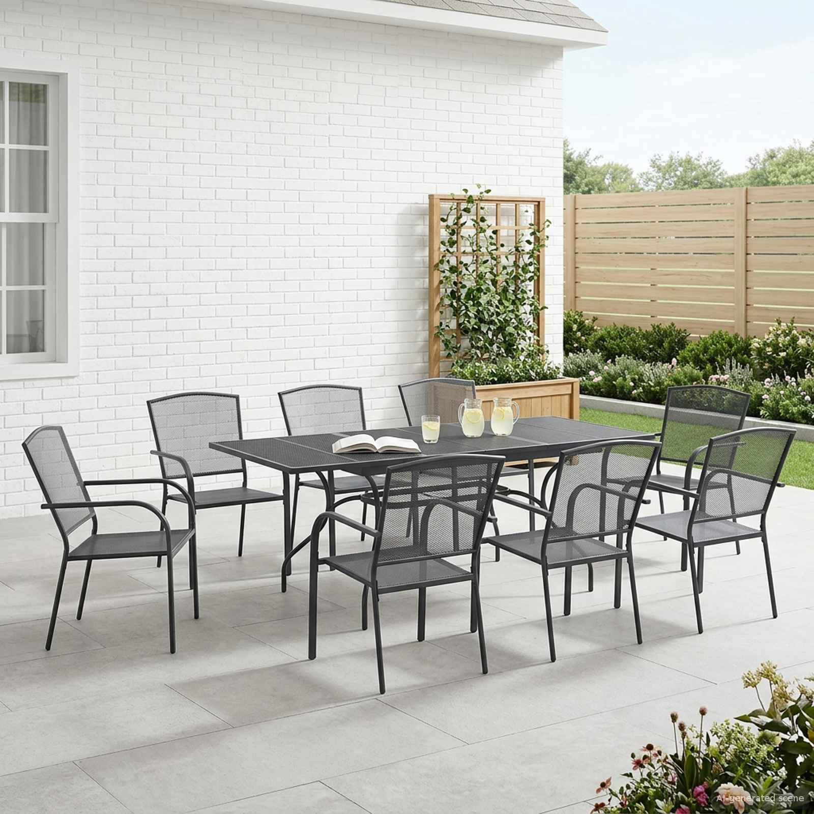 Set da Pranzo per Giardino 9 pcs Antracite 212 x 90 x 76 cm | homemem39