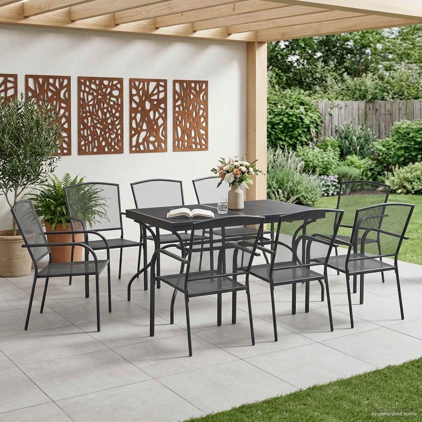 Set da Pranzo per Giardino 9 pcs Antracite 212 x 90 x 76 cm | homemem39