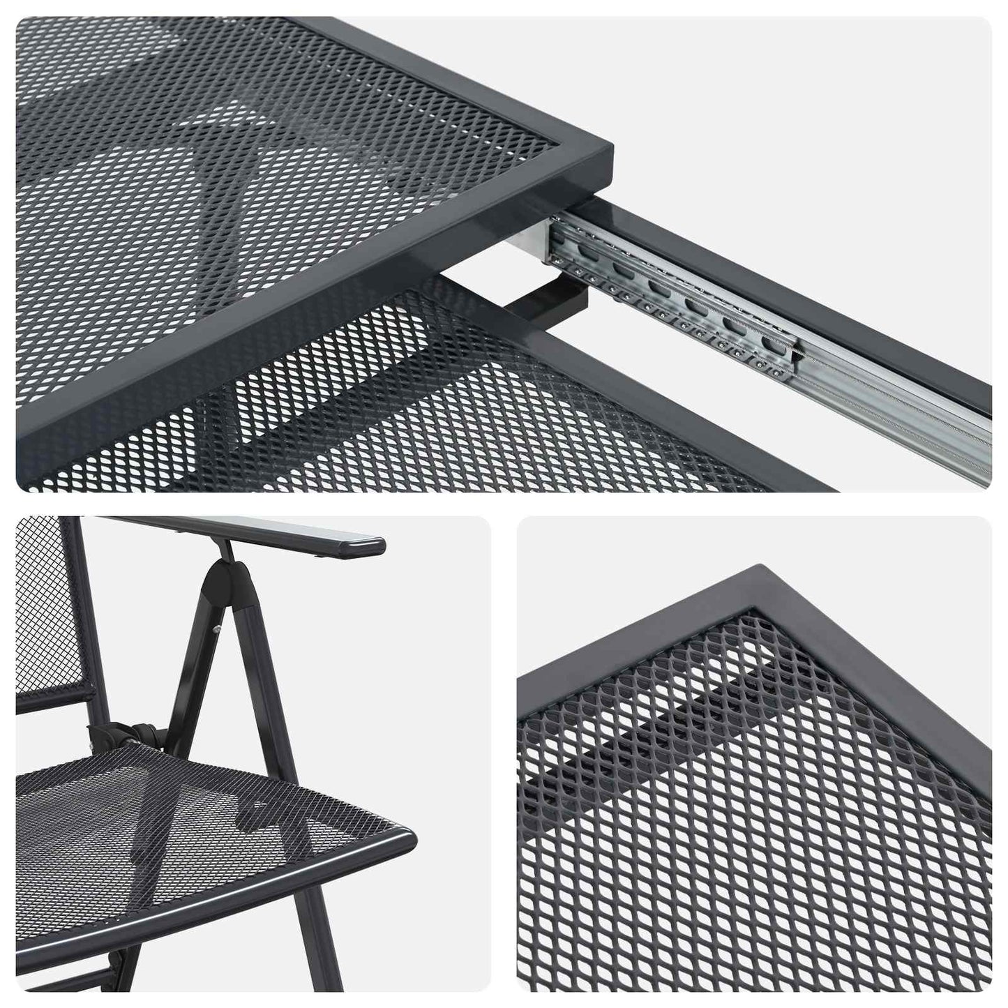 Set da Pranzo per Giardino 9 pcs Antracite 212 x 90 x 76 cm | homemem39