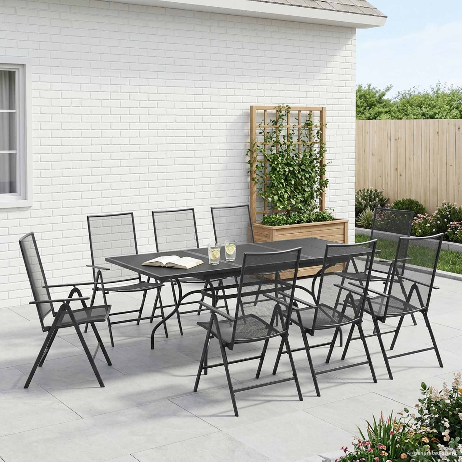 Set da Pranzo per Giardino 9 pcs Antracite 212 x 90 x 76 cm | homemem39