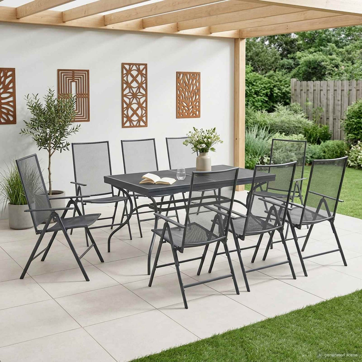Set da Pranzo per Giardino 9 pcs Antracite 212 x 90 x 76 cm | homemem39