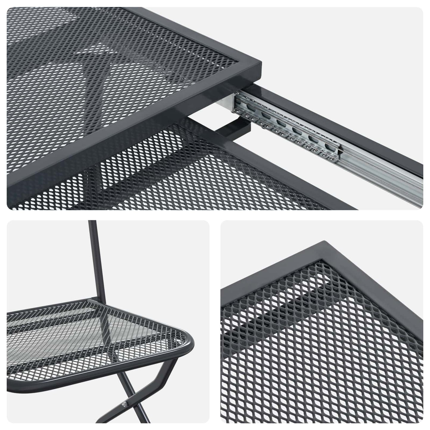 Set da Pranzo per Giardino 7 pcs Antracite 212 x 90 x 76 cm | homemem39
