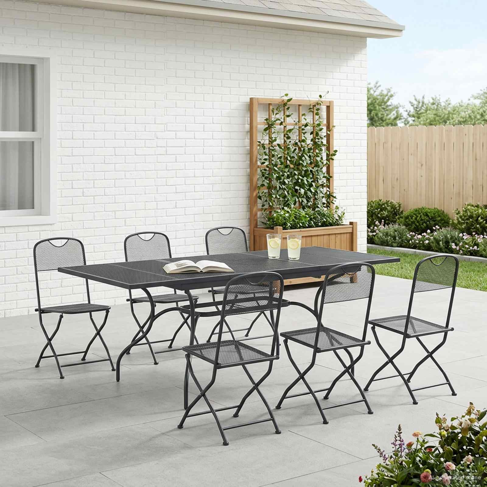 Set da Pranzo per Giardino 7 pcs Antracite 212 x 90 x 76 cm | homemem39