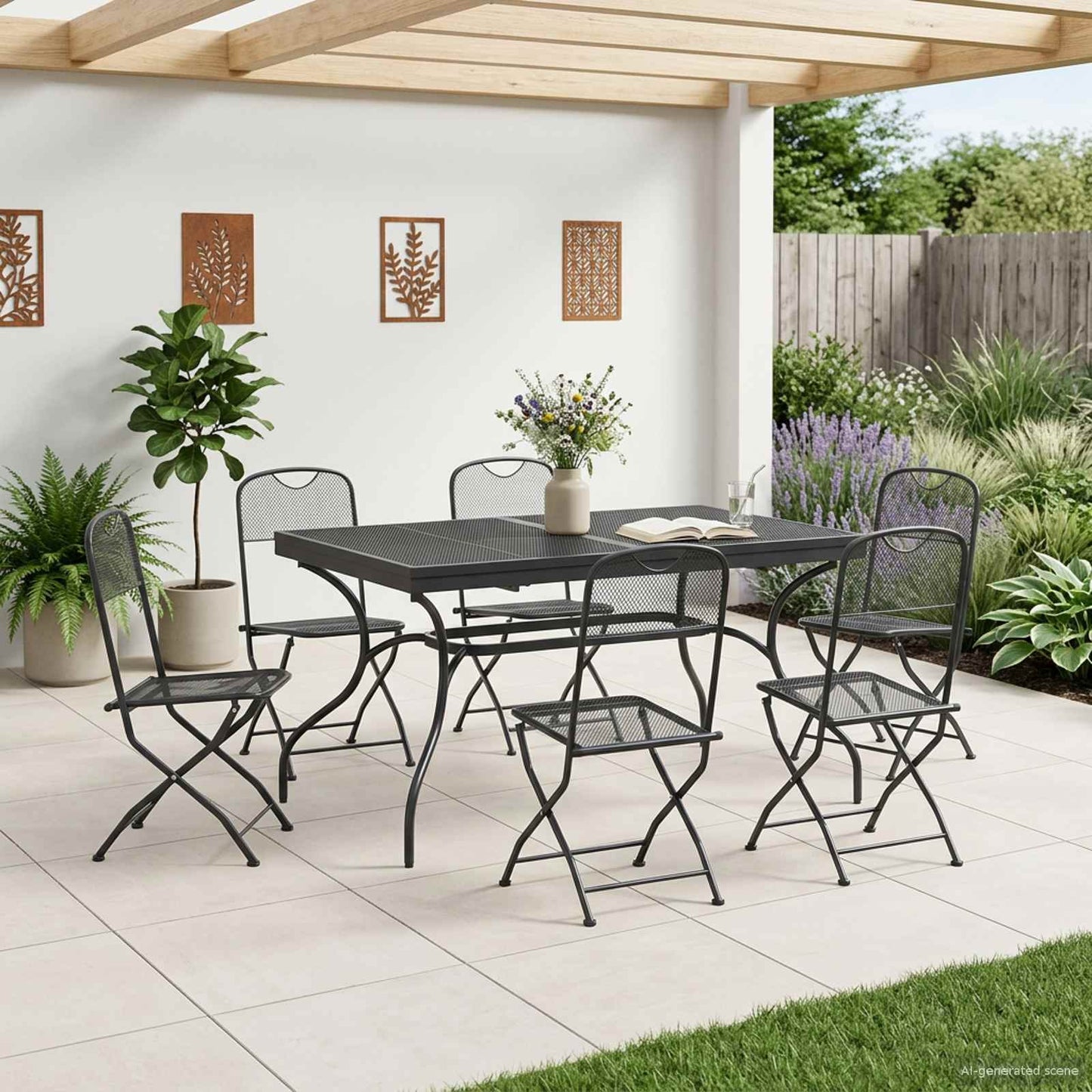 Set da Pranzo per Giardino 7 pcs Antracite 212 x 90 x 76 cm | homemem39