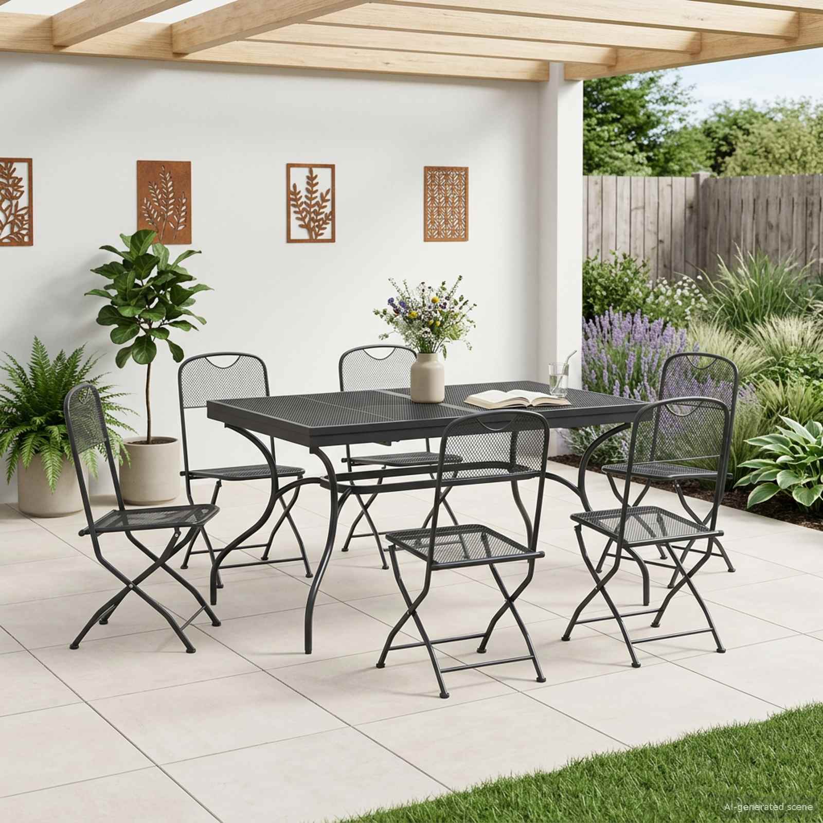 Set da Pranzo per Giardino 7 pcs Antracite 212 x 90 x 76 cm | homemem39