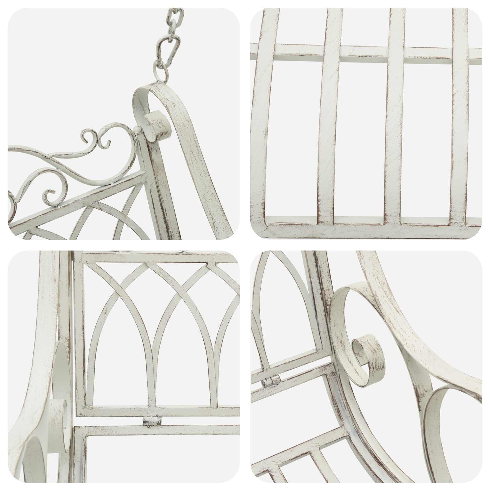 Panchina a Dondolo Acciaio 71 x 75 x 59 cm Bianco Antico | homemem39