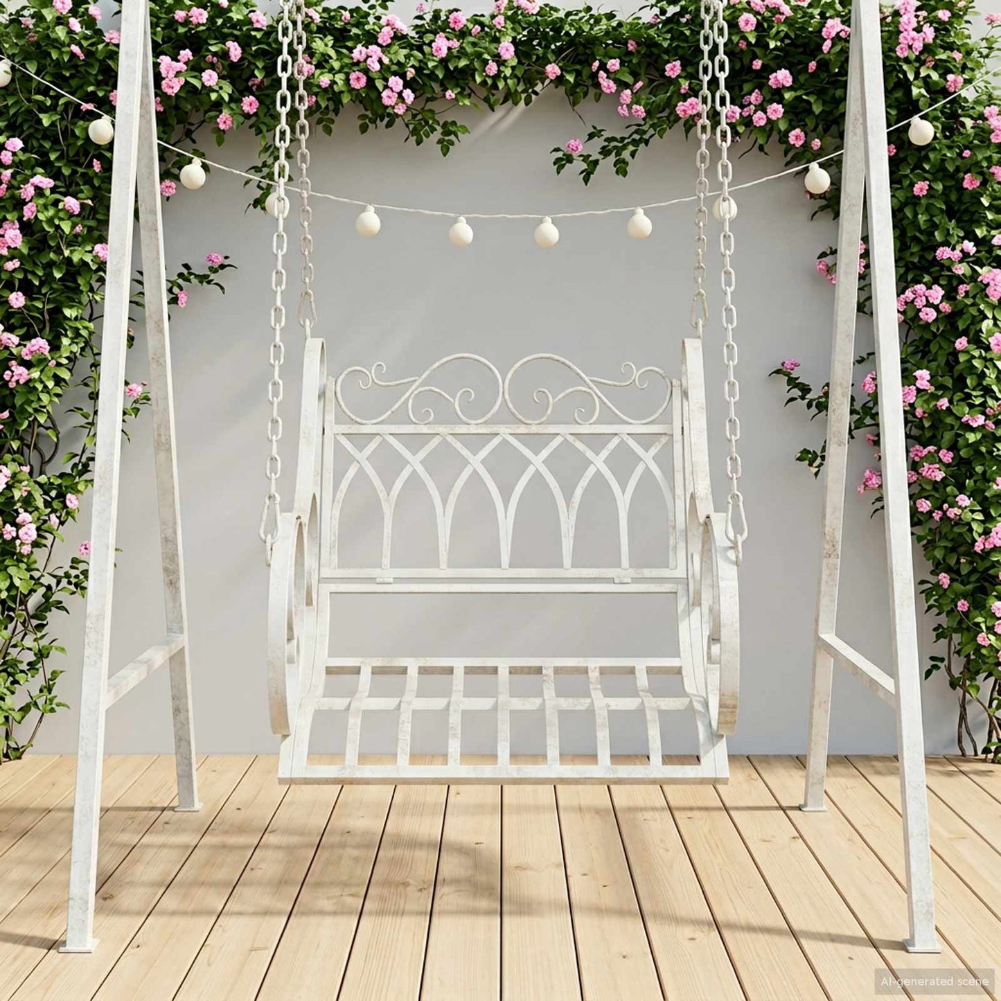 Panchina a Dondolo Acciaio 71 x 75 x 59 cm Bianco Antico | homemem39