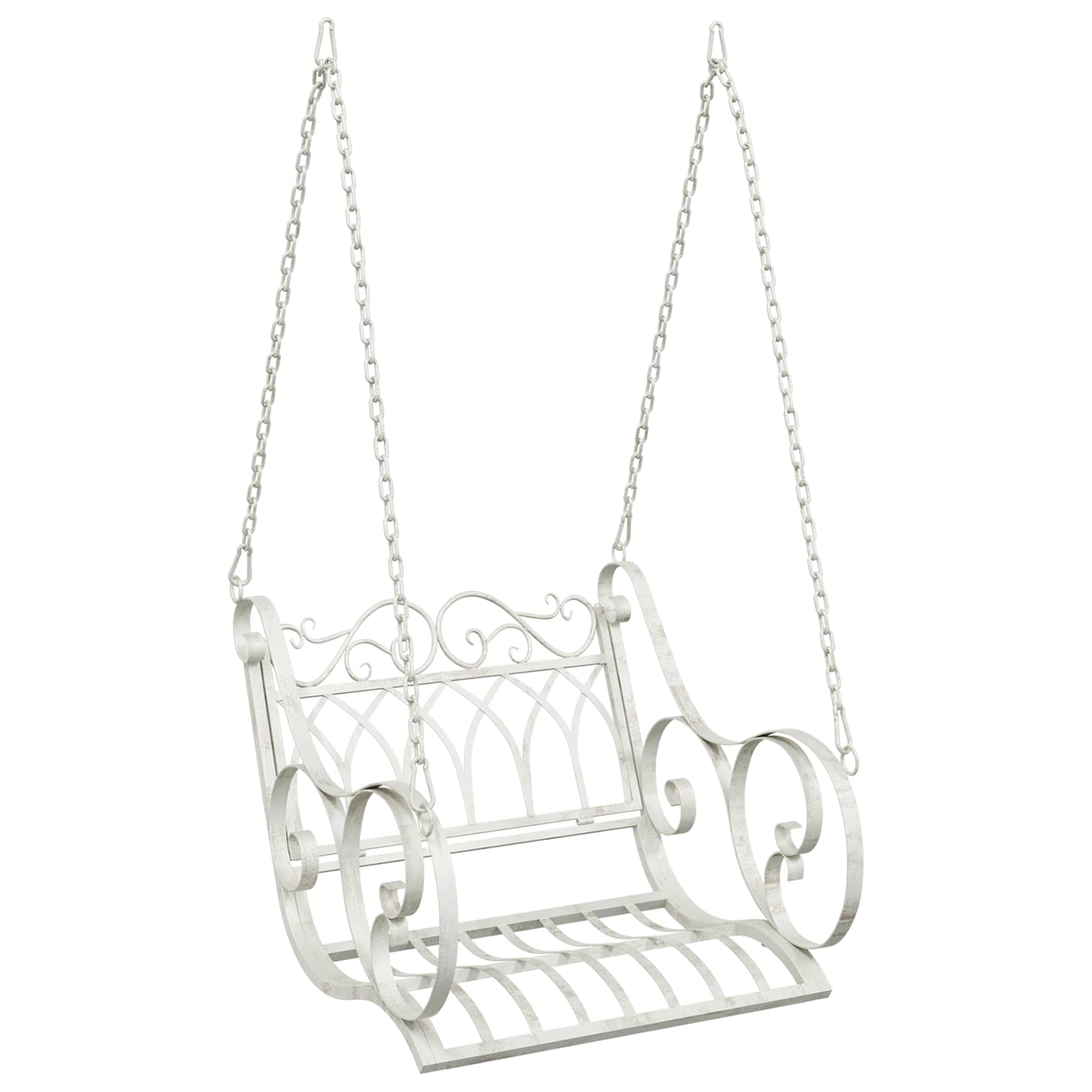 Panchina a Dondolo Acciaio 71 x 75 x 59 cm Bianco Antico | homemem39