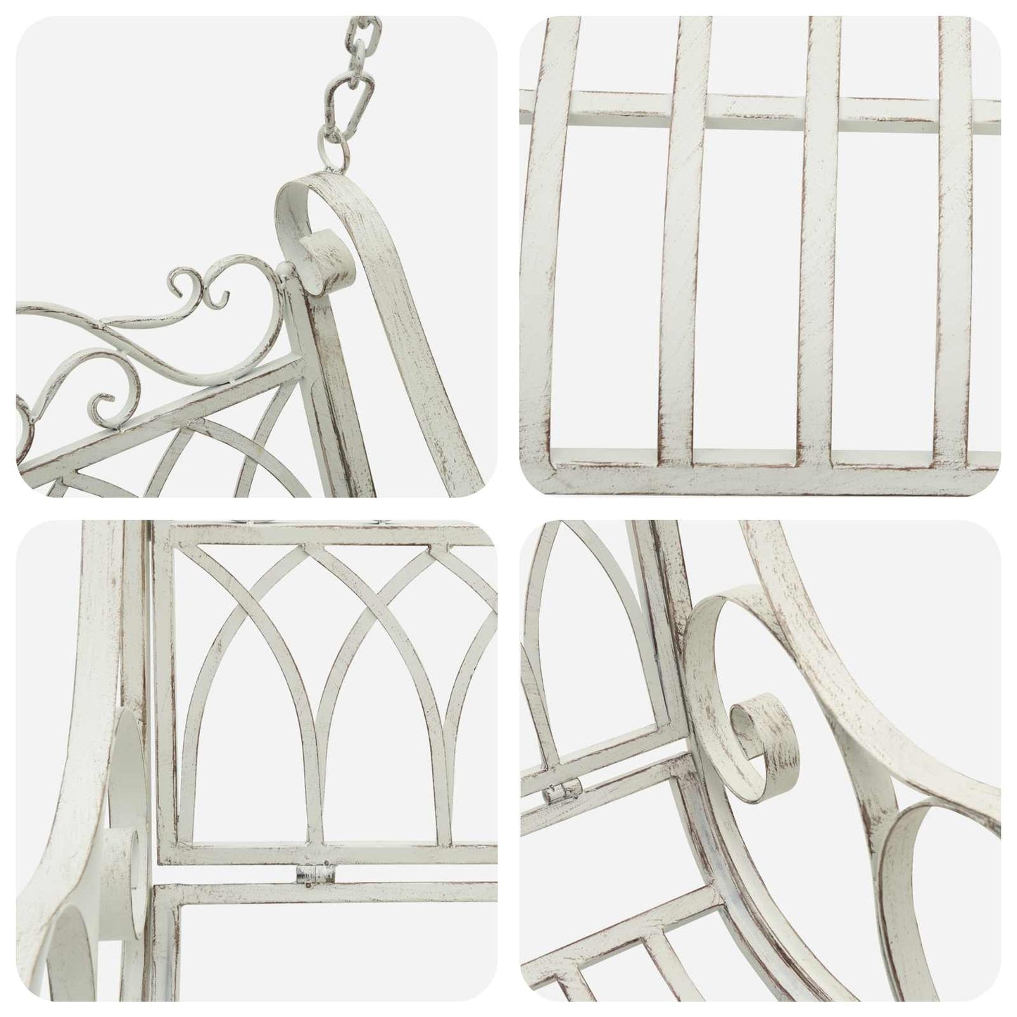 Panchina a Dondolo Acciaio 109 x 75 x 59 cm Bianco Antico | homemem39