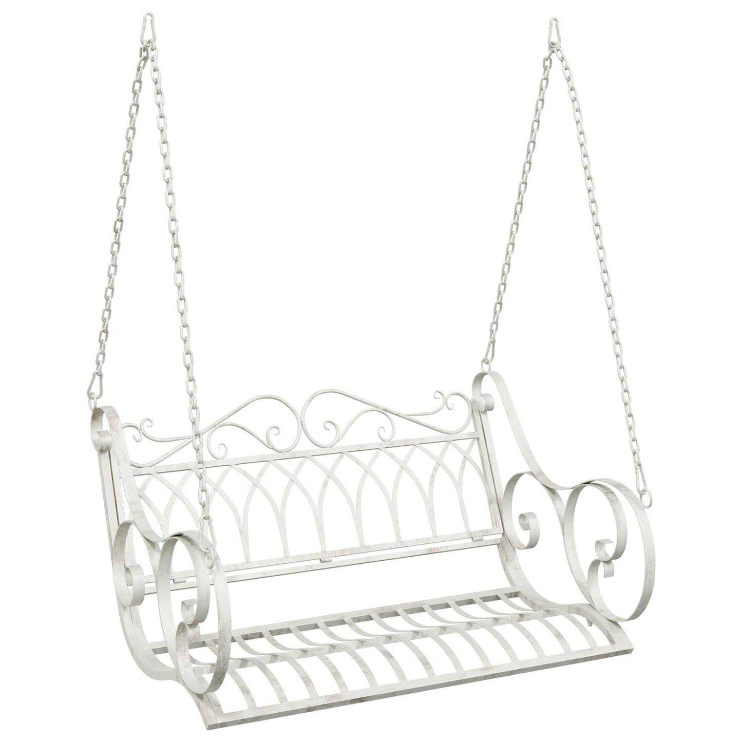 Panchina a Dondolo Acciaio 109 x 75 x 59 cm Bianco Antico | homemem39