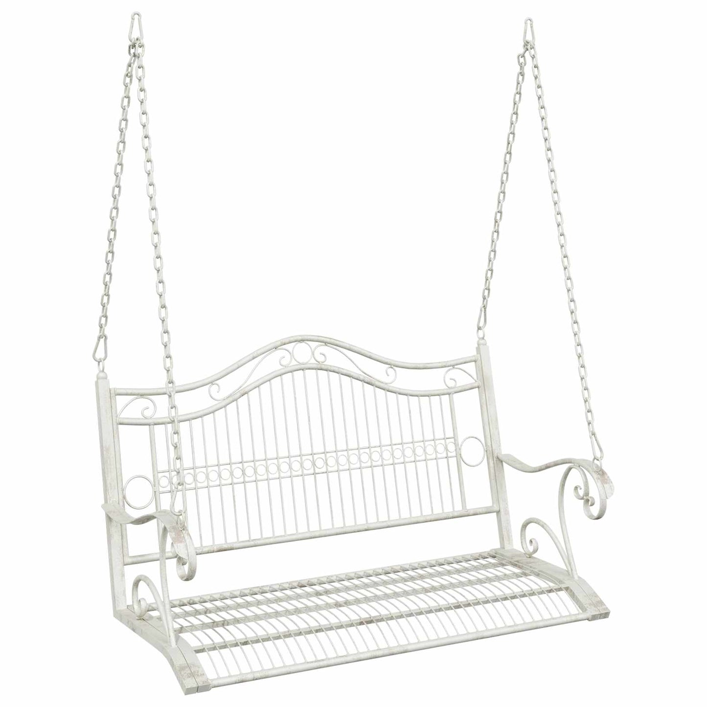 Panchina a Dondolo Acciaio 115 x 61 x 63 cm Bianco Antico | homemem39