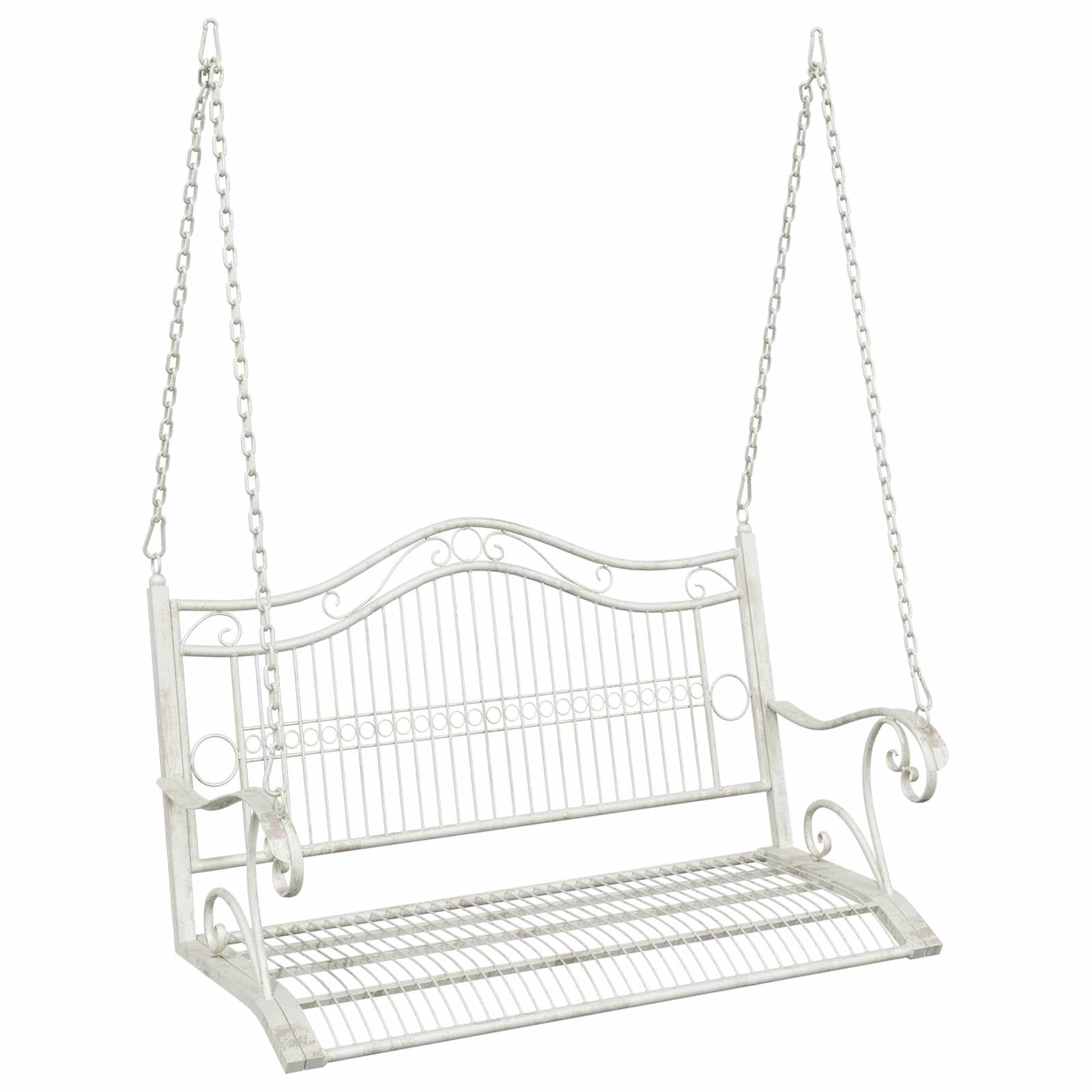 Panchina a Dondolo Acciaio 115 x 61 x 63 cm Bianco Antico | homemem39