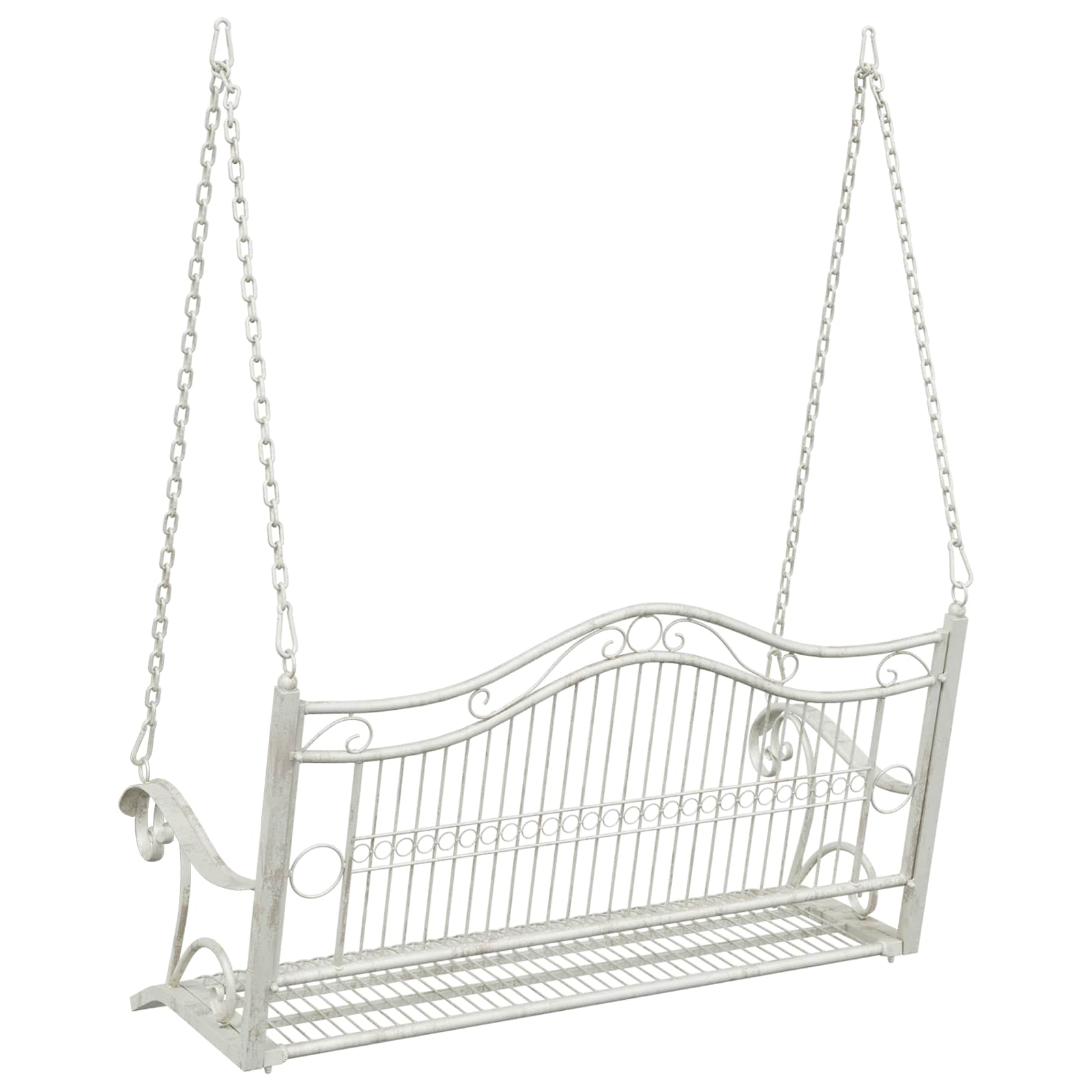 Panchina a Dondolo Acciaio 115 x 61 x 63 cm Bianco Antico | homemem39