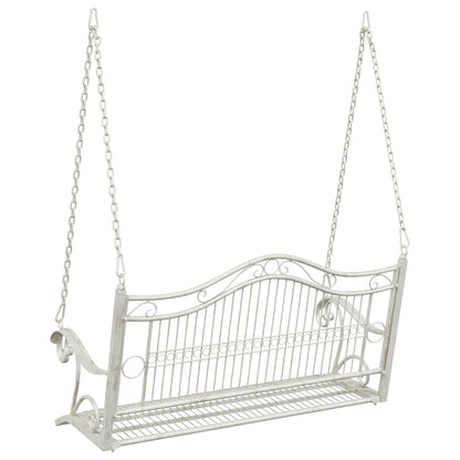 Panchina a Dondolo Acciaio 115 x 61 x 63 cm Bianco Antico | homemem39