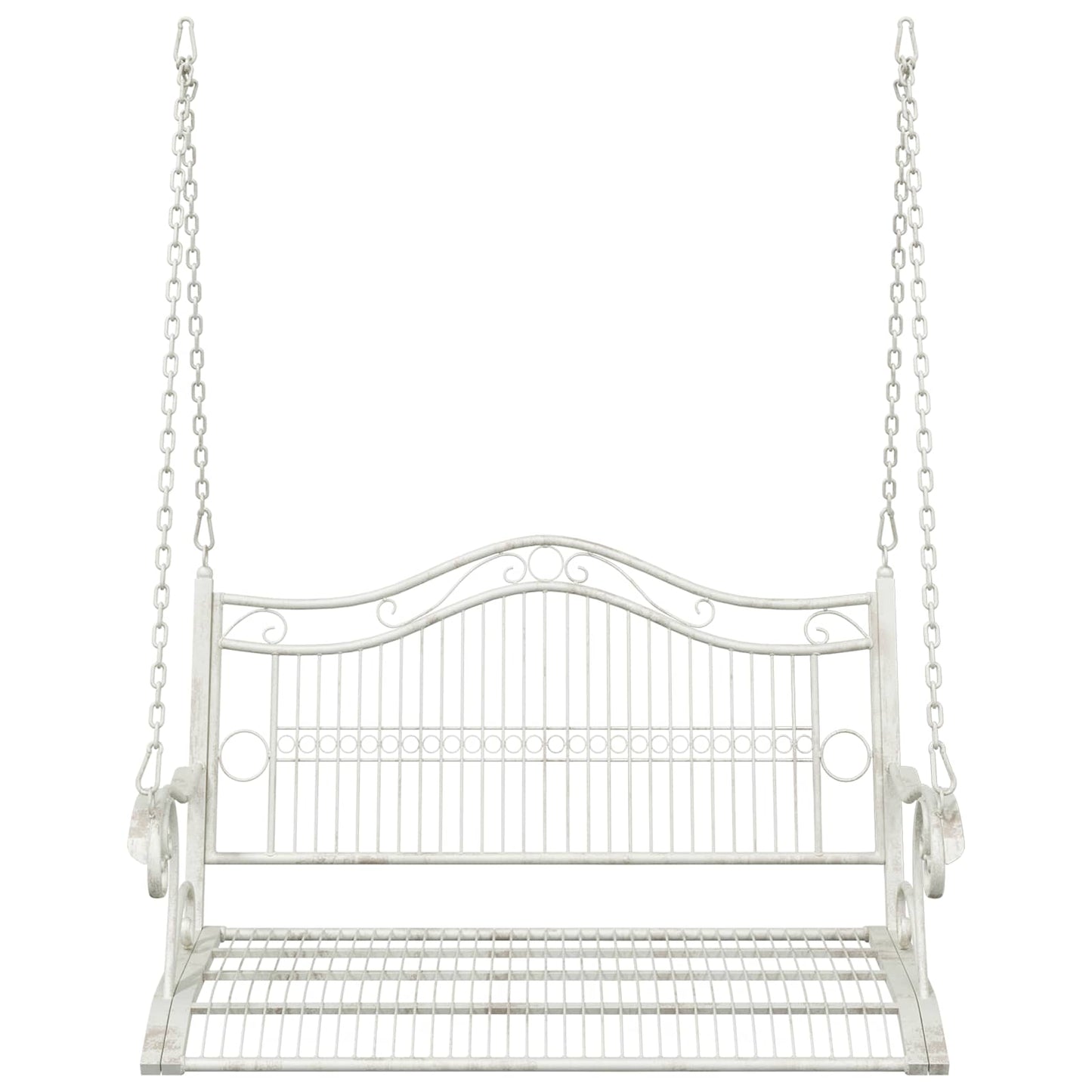 Panchina a Dondolo Acciaio 115 x 61 x 63 cm Bianco Antico | homemem39
