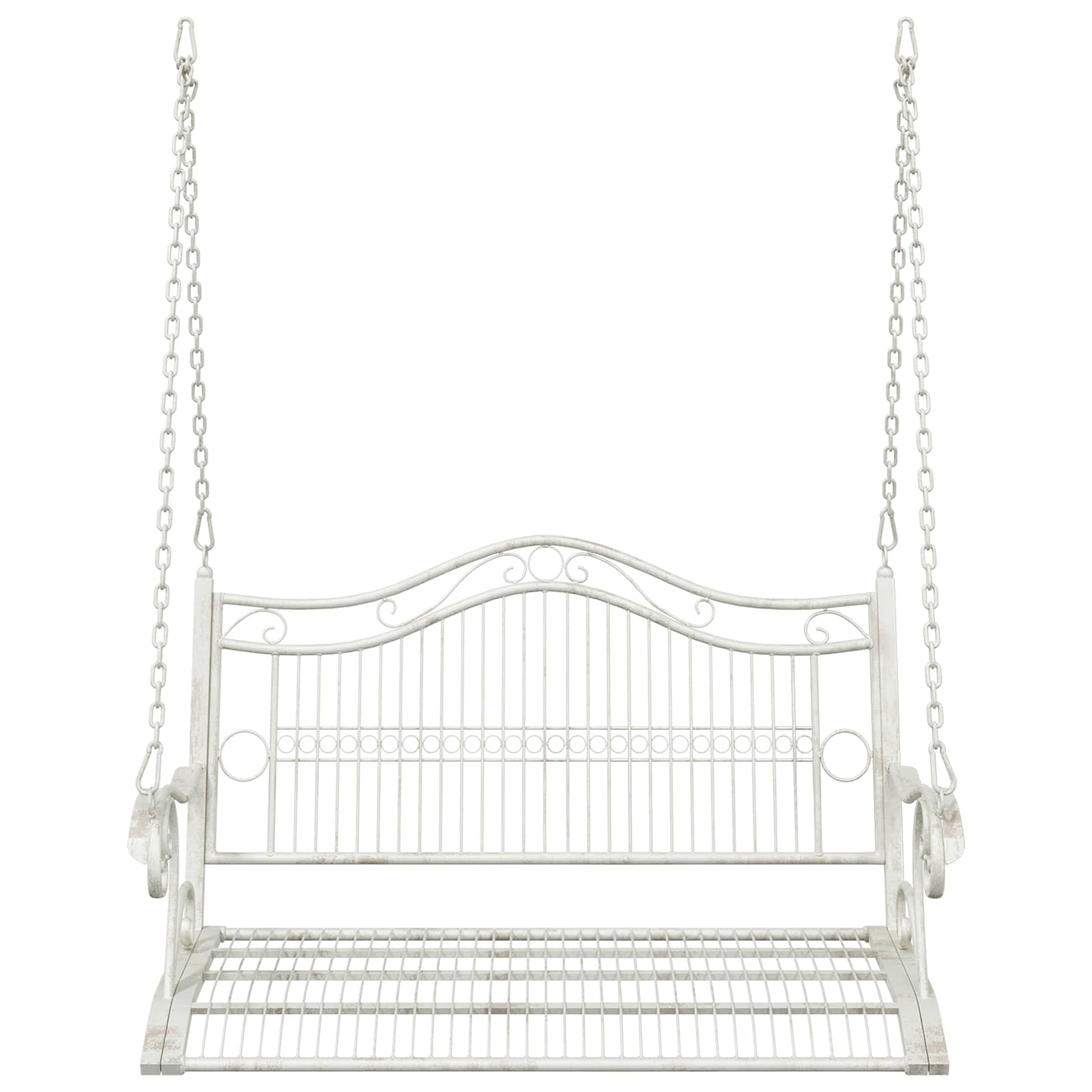 Panchina a Dondolo Acciaio 115 x 61 x 63 cm Bianco Antico | homemem39