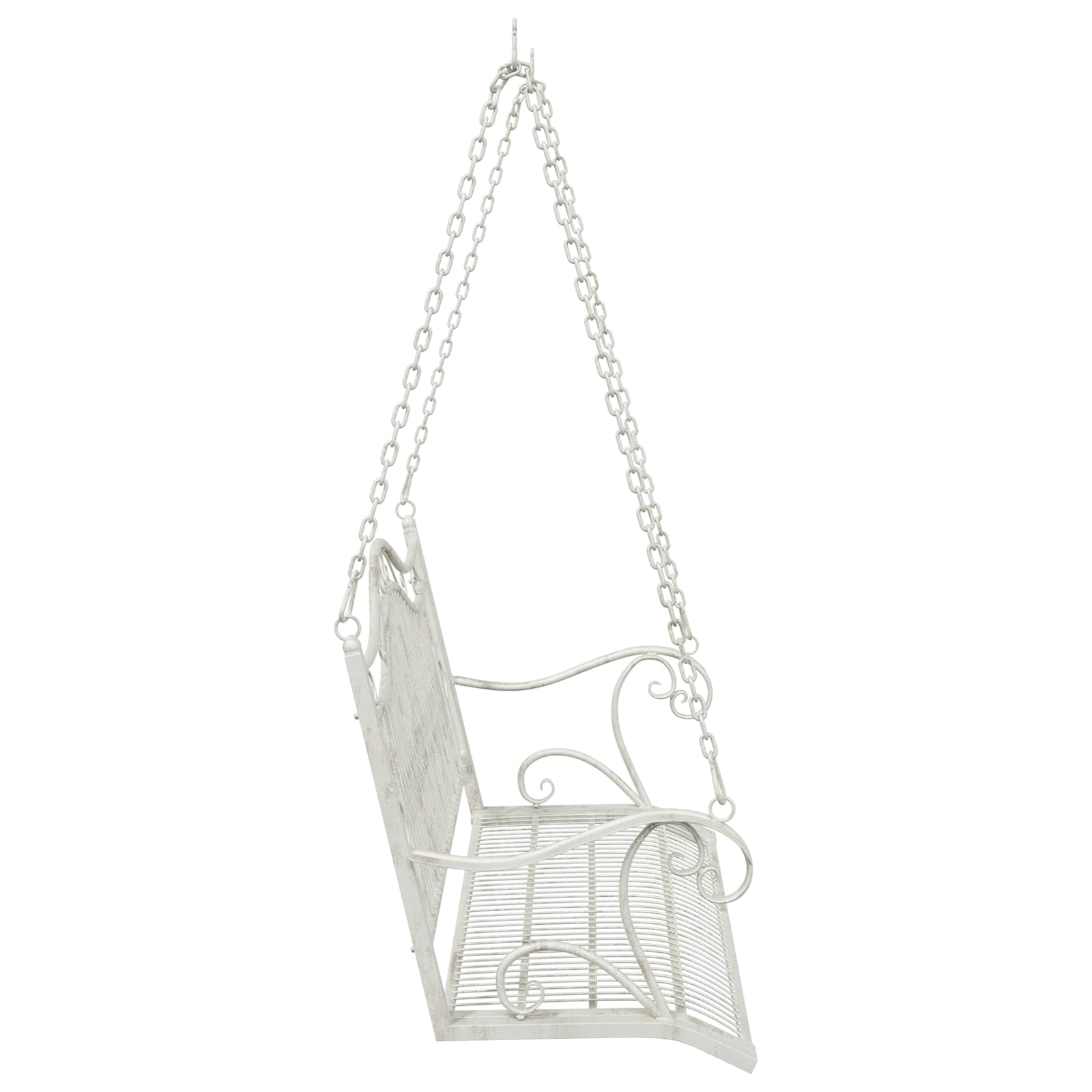 Panchina a Dondolo Acciaio 115 x 61 x 63 cm Bianco Antico | homemem39