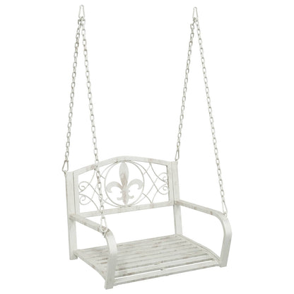 Panchina a Dondolo Acciaio 71,5 x 59 x 55 cm Bianco Antico | homemem39