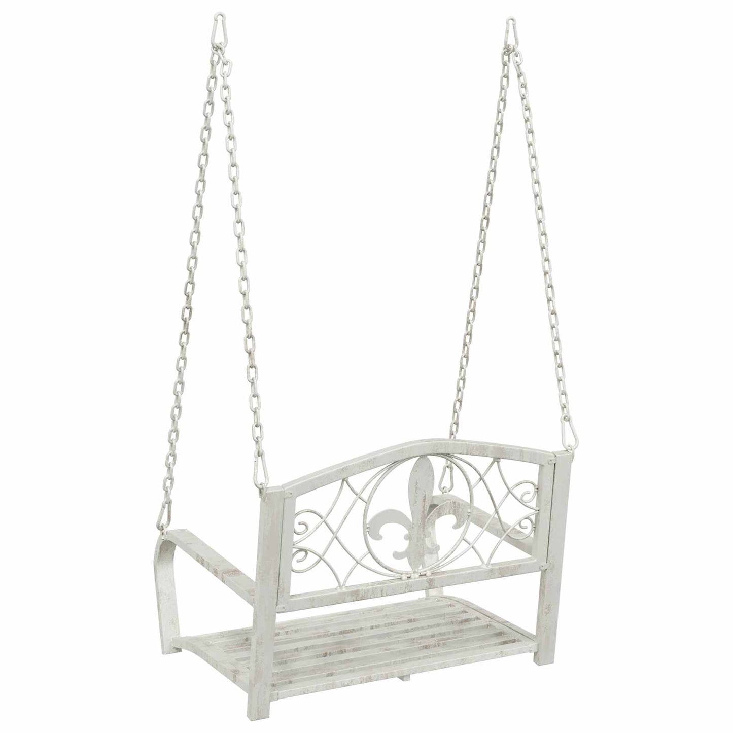 Panchina a Dondolo Acciaio 71,5 x 59 x 55 cm Bianco Antico | homemem39